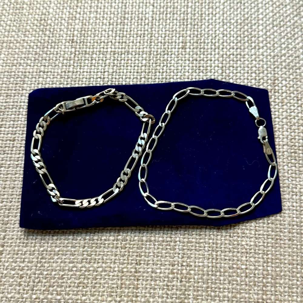 2 Sterling 925 Silver Chain Bracelets